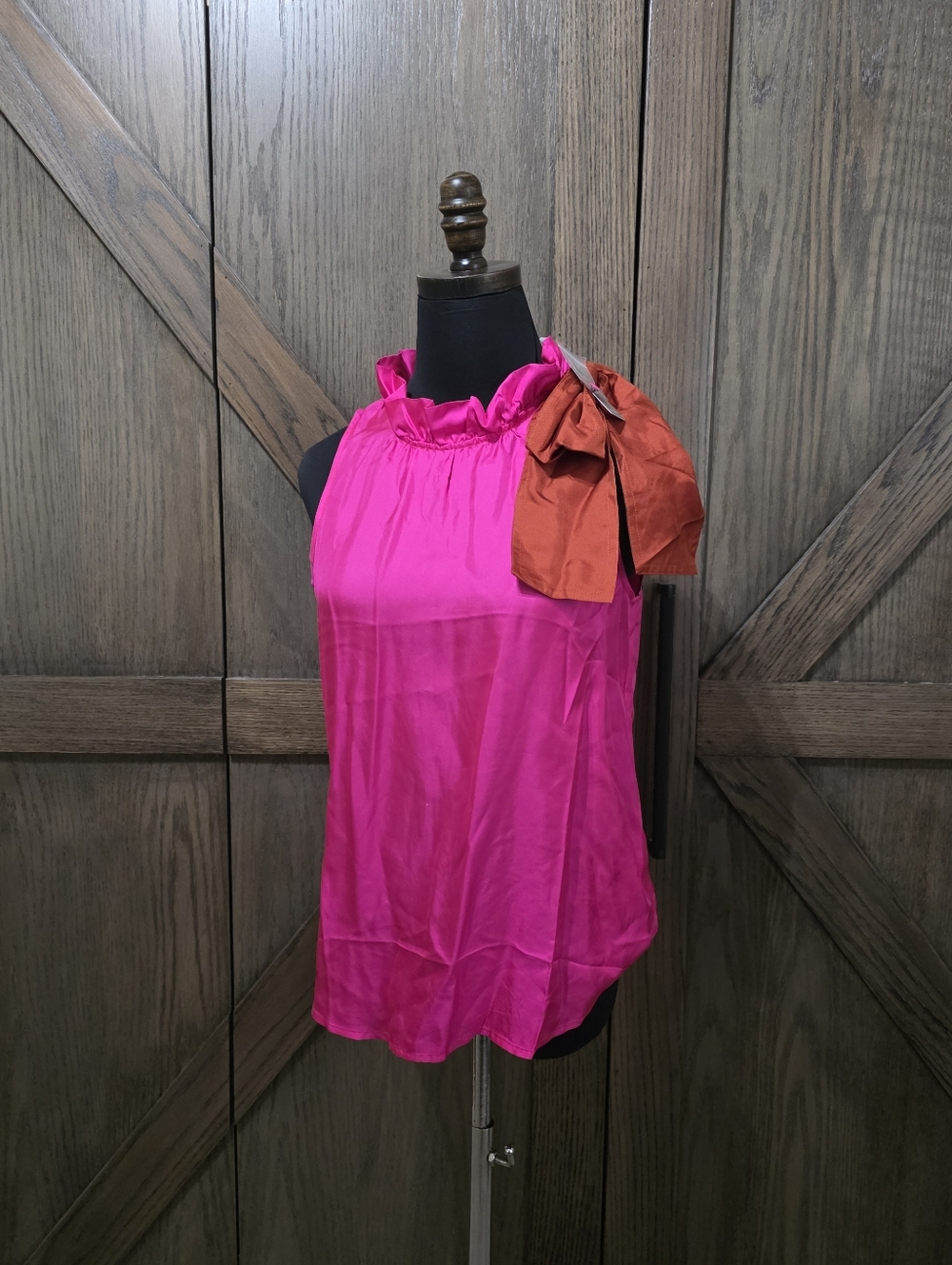 NWT J. Crew Collection Hot Pink One-Shoulder Bow-Accent Camisole